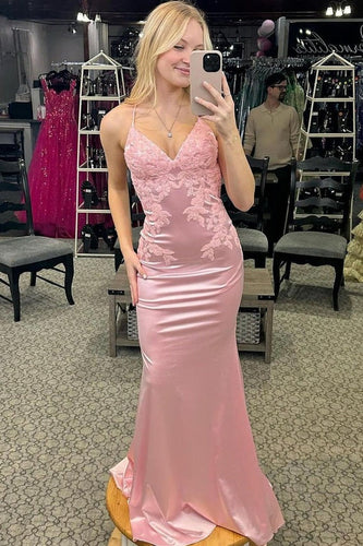 Fashion Mermaid V Neck Flower Print Satin Prom Dress VK5111207
