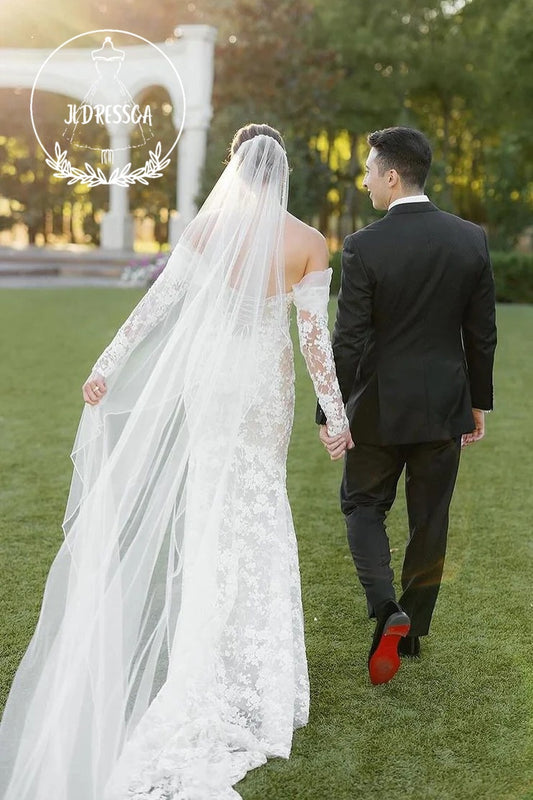 Mermaid Tulle Lace Off-the-Shoulder Wedding Dresses, WD25032