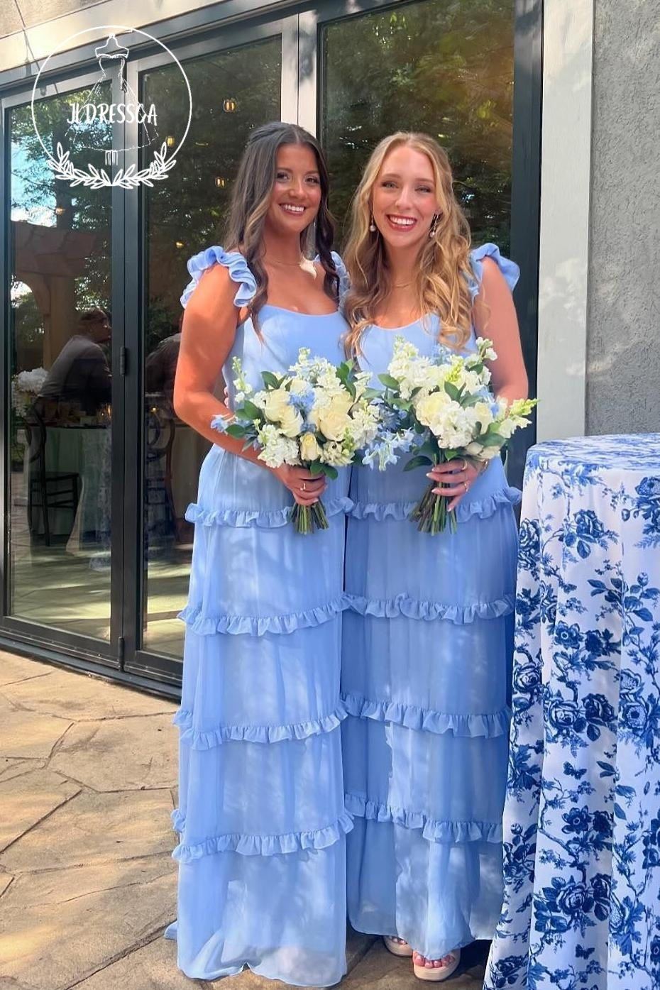 green emerald velvet dress Blue Sheath Square Neck Fairy Satin Bridesmaid Dress, BD25015 – JLDressCA