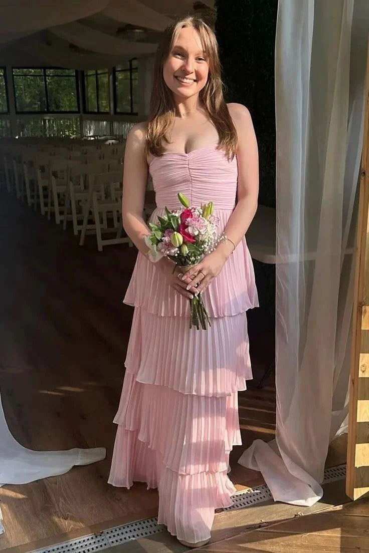 pale pink chiffon prom dress Pretty Light Pink Beaded Lace & Chiffon Prom Dress