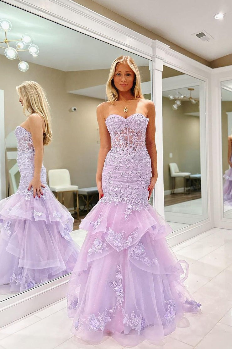 Exquisite Tulle Mermaid Sweetheart Prom Dresses | Long, Charming &  Appliqued