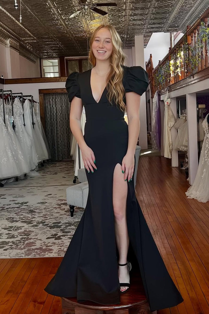 chinese dress ladies Elegant V-Neck Mermaid Black Sequins Long Prom Dresses main image 0