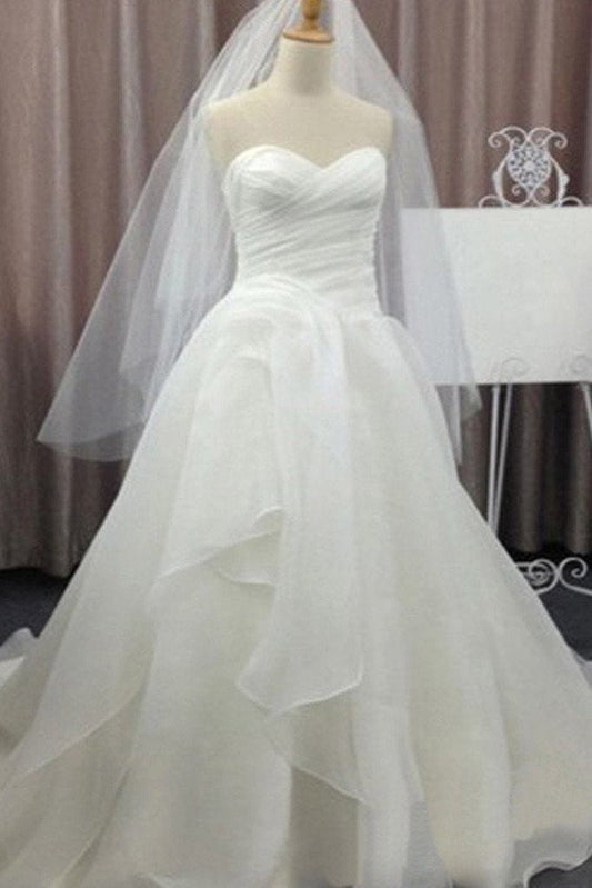 White Chiffon Sweetheart Wedding Dress, WD2305140