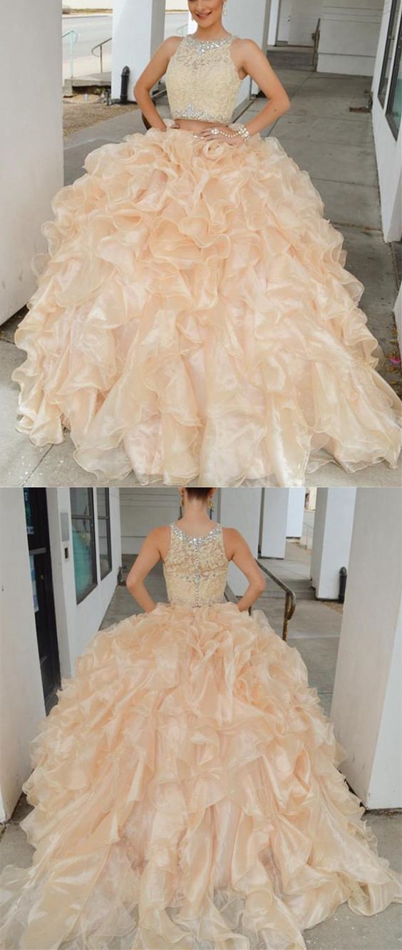 Buy Champagne Two Piece Quinceanera Prom Dress on JLDressCA Buy Champagne Two Piece Quinceanera Prom Dress on JLDressCA