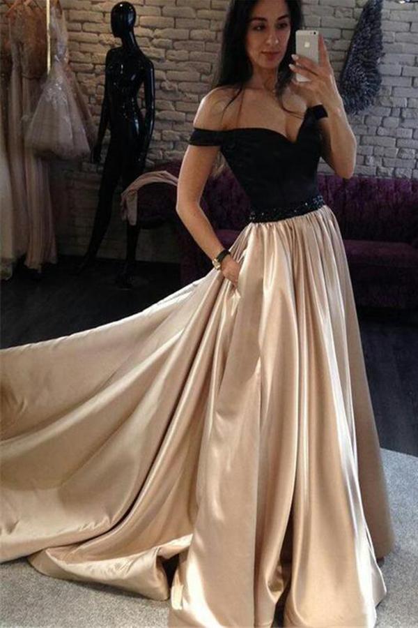 black and tan prom dress Black and Gold Faviana Long Prom Dress S10853 Black/Gold / 00