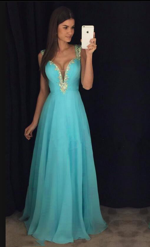 Pink Sweetheart A-Line Chiffon Prom Dress with Beaded Backless, PD23052410