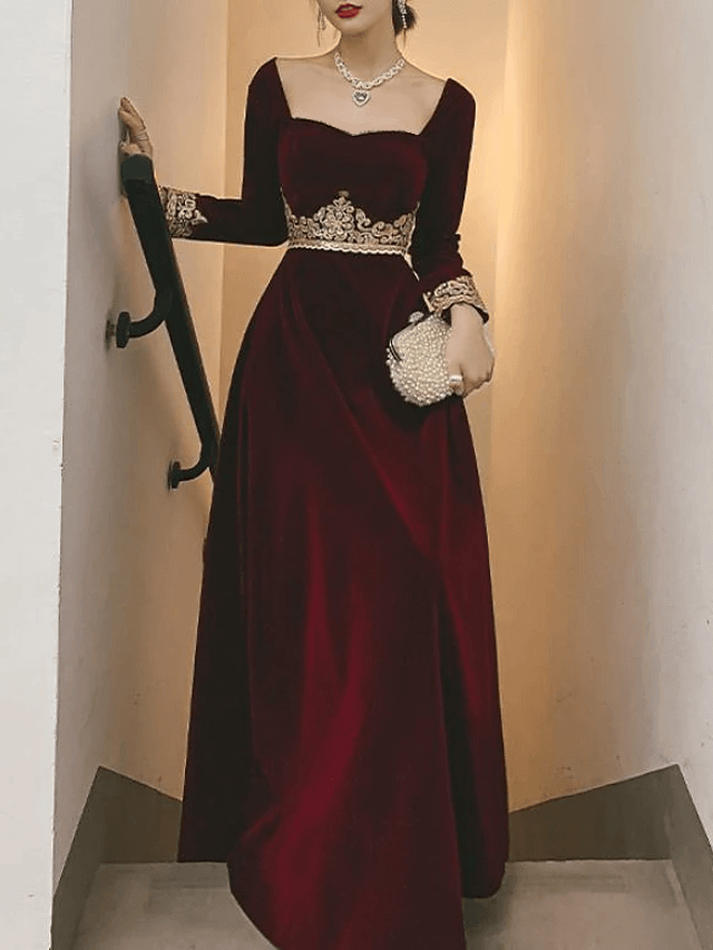 Shop 2022 Long A-Line Velvet Prom Dress | JLDressCA Shop 2022 Long A-Line Velvet Prom Dress | JLDressCA