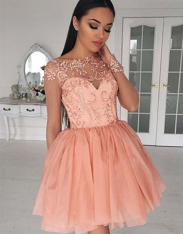 Pink Homecoming Dress - Short, Beaded & Cheap - JLDressCA Pink Homecoming Dress - Short, Beaded & Cheap - JLDressCA