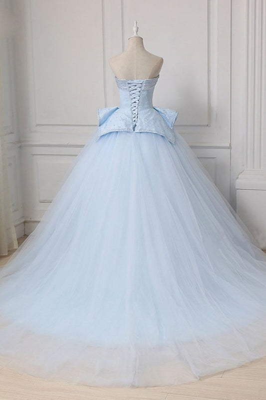 Sweetheart Ball Gown Beading Tulle Prom Dress, Court Train Quinceanera Dress,JL20018