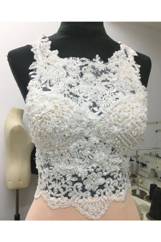 Halter Neck Ivory Top Beadings Blush Crepe Chiffon Prom Dresses,JL20048