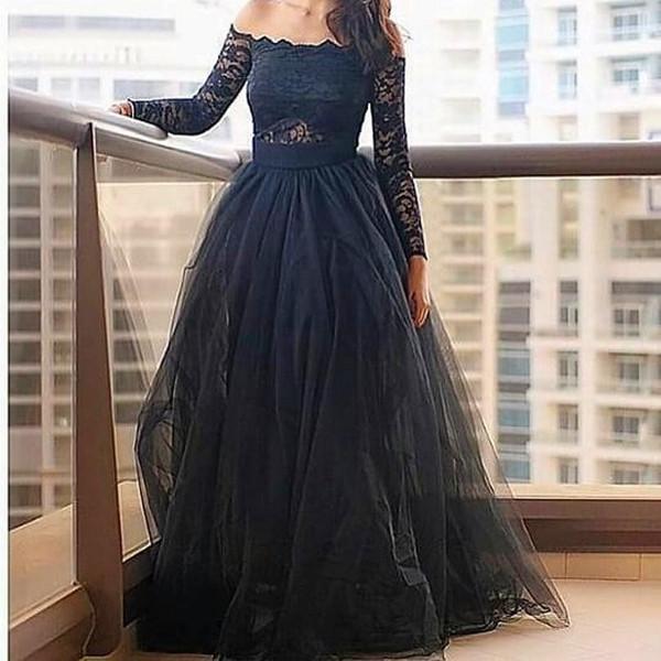 Ball Gown Black Long Sleeve Off The Shoulder Prom Dress Plus Size Drop Waist Long Sleeve Ball Gown Black Long Sleeve Off The Shoulder Prom Dress Plus Size Drop Waist Long Sleeve