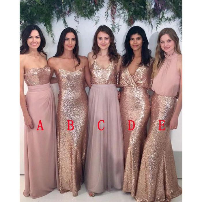 Mismatched Sequin Sparkle Long Bridesmaid Dresses - JLDressCA Mismatched Sequin Sparkle Long Bridesmaid Dresses - JLDressCA