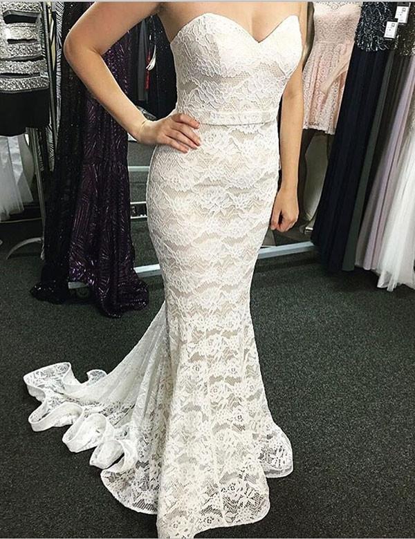 Elegant Lace Mermaid Bridesmaid Dress - JLDressCA Elegant Lace Mermaid Bridesmaid Dress - JLDressCA