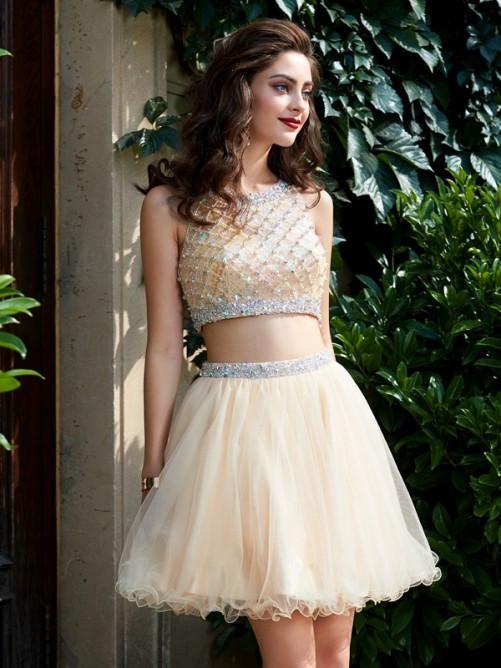 Beaded Two-Piece A-Line Junior Homecoming Dress | JLDressCA Beaded Two-Piece A-Line Junior Homecoming Dress | JLDressCA
