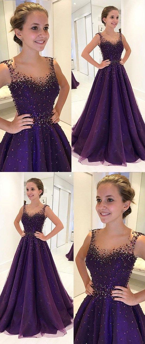 dark purple A-line beaded long prom dress for girls, PD5476 JLDressCA dark purple A-line beaded long prom dress for girls, PD5476 JLDressCA