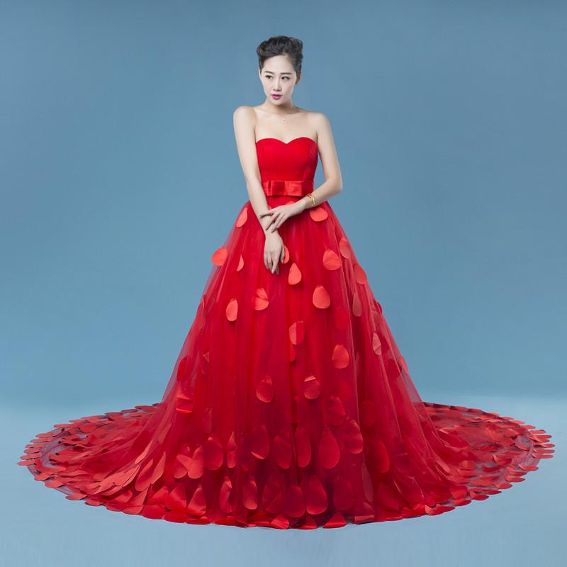 Shop Red A-line Long Wedding Dress with Train | JLDressCA Shop Red A-line Long Wedding Dress with Train | JLDressCA