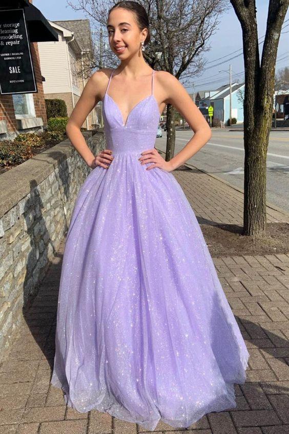 Shop Lavender Sparkle A-line Prom Dress | JLDressCA Shop Lavender Sparkle A-line Prom Dress | JLDressCA