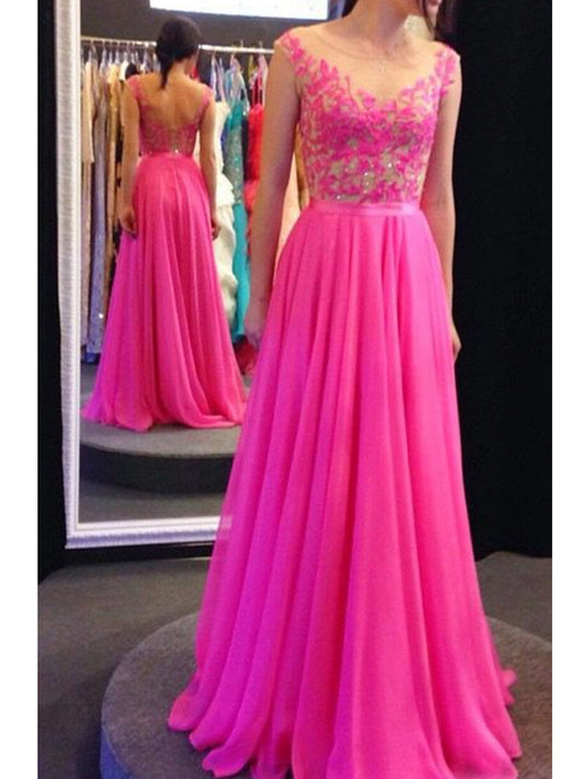 A-Line Round Neck V-Neck Back Pink Lace Prom Dress, Formal Dress, Bridesmaid Dress, BD2303127