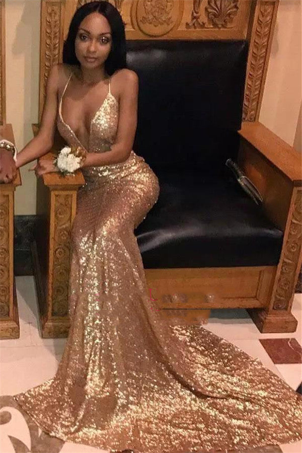 Gold Sequin Sweetheart Halter Sheath Prom Dress | JLDressCA Gold Sequin Sweetheart Halter Sheath Prom Dress | JLDressCA