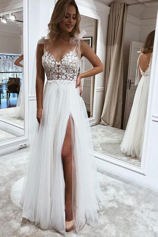 Lace Spaghetti Straps A-line Wedding Dress, WD23022335