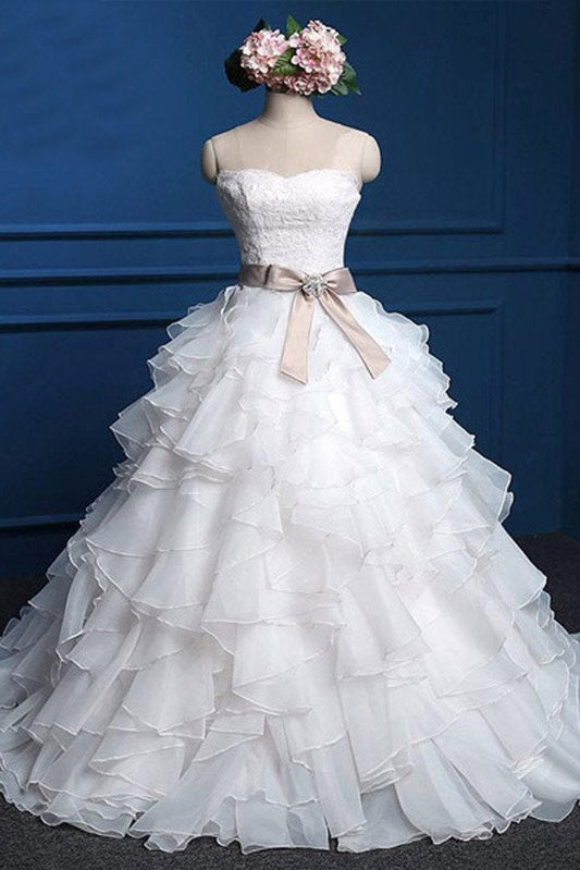 Chiffon Sweetheart Wedding Dress with Lace, WD23022691