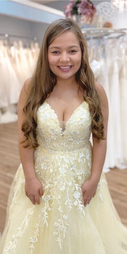 Yellow A-line Formal Dress with Princess Cut | JLDressCA Yellow A-line Formal Dress with Princess Cut | JLDressCA