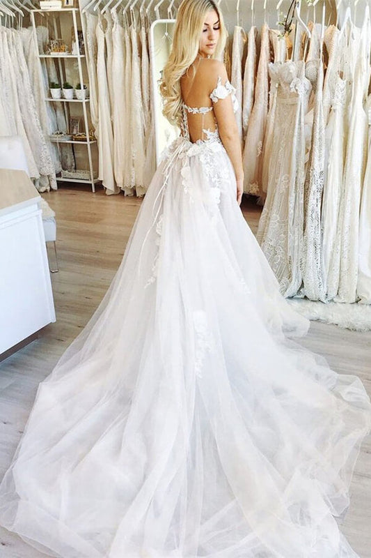 Off-shoulder Lace Ball Gown Wedding Dress, WD23022338