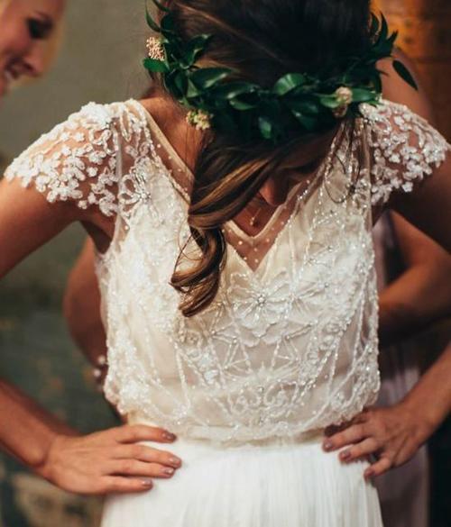 Sparkly A-Line Chiffon Bridal Gown with V-Neck and Beading, WD230226109