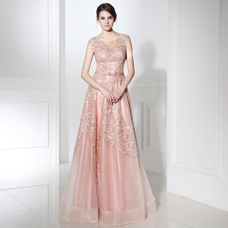 Pink Sequin Applique Long Prom Dress | Formal Evening Wear | JLDressCA Pink Sequin Applique Long Prom Dress | Formal Evening Wear | JLDressCA