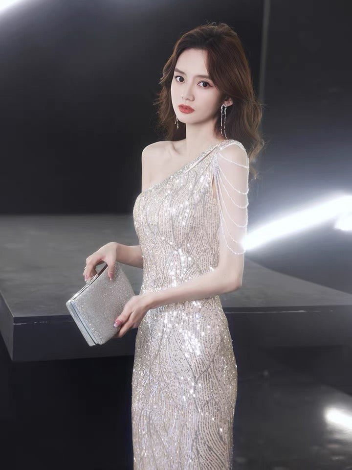 Shop the 2021 One Shoulder Sparkle Crystal Beaded Mermaid Prom Dress at JLDressCA Shop the 2021 One Shoulder Sparkle Crystal Beaded Mermaid Prom Dress at JLDressCA