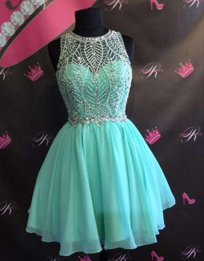 Shop Mint Green Beaded Chiffon Junior Homecoming Dresses at JLDressCA Shop Mint Green Beaded Chiffon Junior Homecoming Dresses at JLDressCA