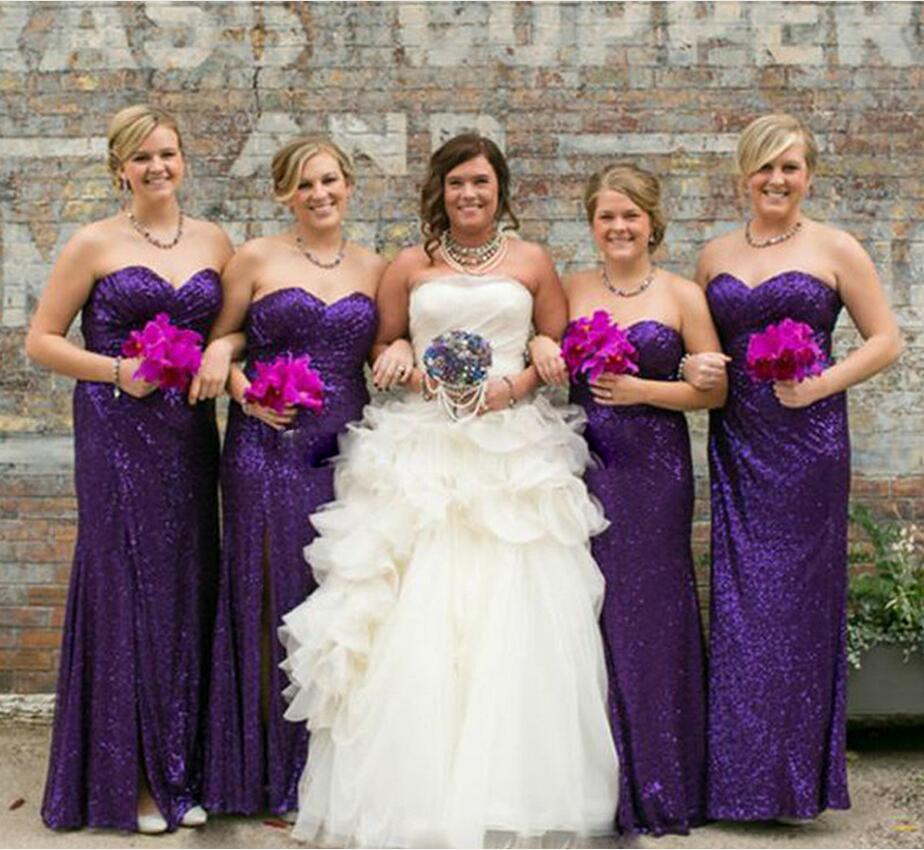 Floor Length Purple Sequin Sweetheart Bridesmaid Dress BD2005 | JLDressCA Floor Length Purple Sequin Sweetheart Bridesmaid Dress BD2005 | JLDressCA