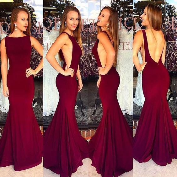 Burgundy Backless Mermaid Long Cheap Formal Prom Dresses - JLDressCA Burgundy Backless Mermaid Long Cheap Formal Prom Dresses - JLDressCA