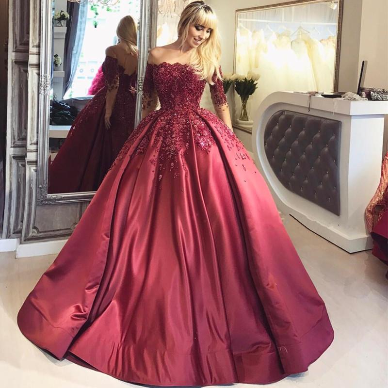 Buy Burgundy Long Sleeves Prom Dress Online - JLDressCA Buy Burgundy Long Sleeves Prom Dress Online - JLDressCA