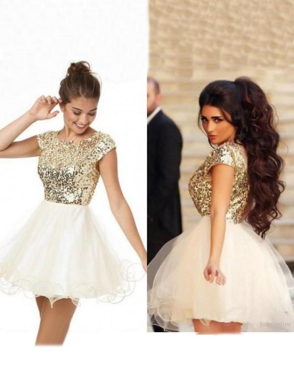 Short Prom Dress Cap Sleeves A-Line Junior Homecoming Dress - JLDressCA Short Prom Dress Cap Sleeves A-Line Junior Homecoming Dress - JLDressCA