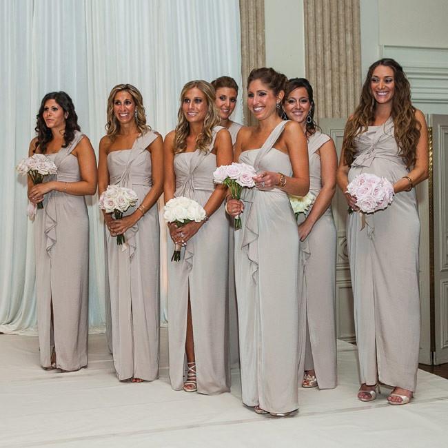Light Gray Long One Shoulder Chiffon Bridesmaid Dress - JLDressCA Light Gray Long One Shoulder Chiffon Bridesmaid Dress - JLDressCA