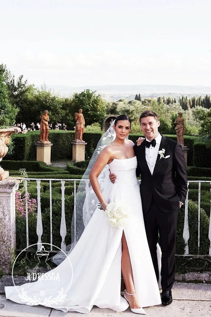 Charming Long Ball Gown Strapless Satin Wedding Dresses, WD25011