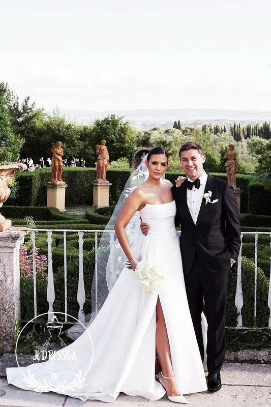 Charming Long Ball Gown Strapless Satin Wedding Dresses, WD25011