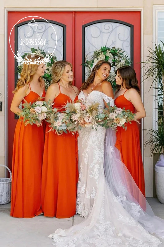 Simple A-Line Sweetheart Cross Back Chiffon Floor - Length Bridesmaid Dresses, BD25001