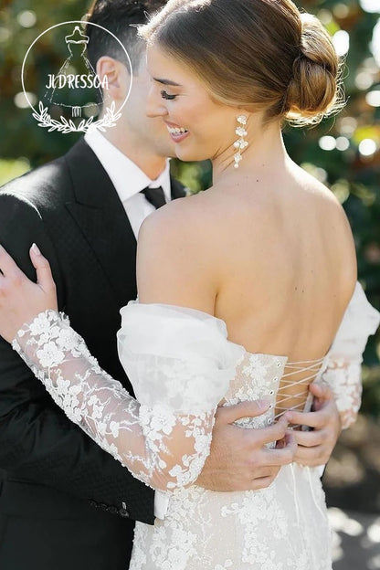 Mermaid Tulle Lace Off-the-Shoulder Wedding Dresses, WD25032