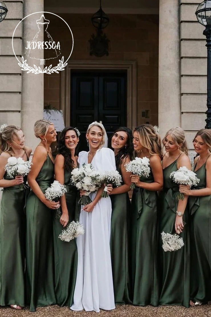 White A-Line Wedding Dresses with Deep V Neck and Puff Sleeves, WD25034