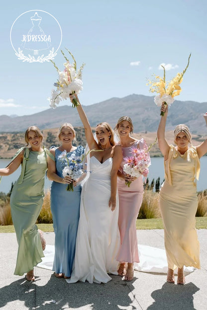 Silk Satin Sheath Straps Charming Bridesmaid Dresses, BD25055