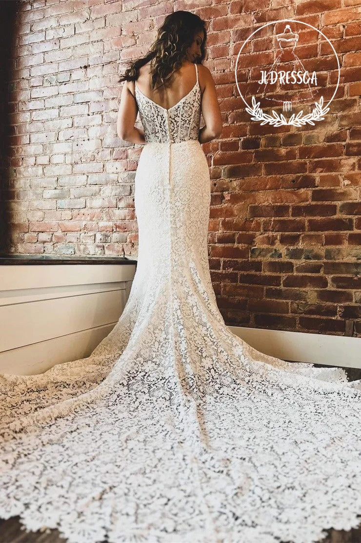 sweetheart trumpet lace wedding dress Sweetheart Neck Lace Mermaid Wedding Dresses Vintage Trumpet Wedding Dress AWD1249