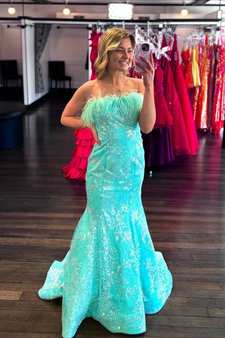chinese dress ladies Mermaid Sage Green Lace Prom Dress Removable Train – Lisposa main image 0