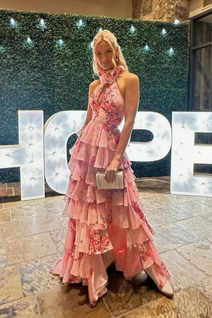 Chic A Line Halter Chiffon Long Prom Dress, Evening Dress C6953 main image 1