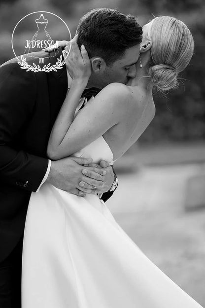 A-Line Strapless Satin Wedding Dress, WD25030