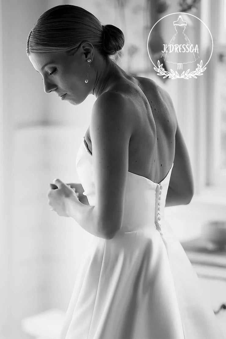 A-Line Strapless Satin Wedding Dress, WD25030 JLDressCA A-Line Strapless Satin Wedding Dress, WD25030 JLDressCA