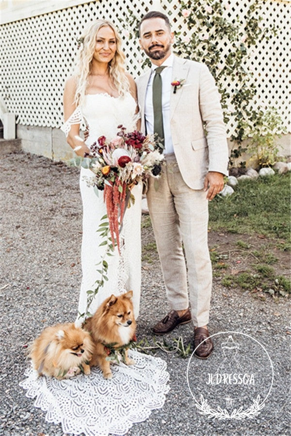 Party Linen Wedding Suit Casual Summer Beach Groom Slim Fit Suit Tuexedos, SU25019