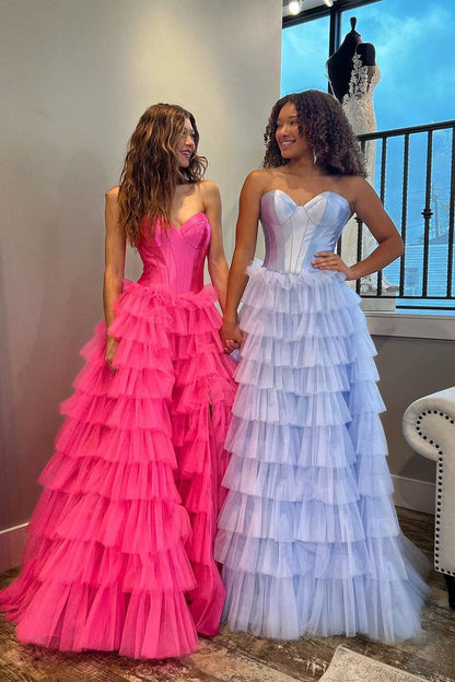 Black Sweetheart Tiered Ruffle Long Prom Dress, PD25654