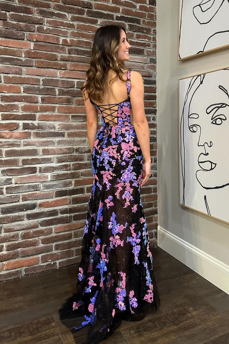 Sequin Lace Mermaid Scoop Neck Long Prom Dress, PD25436